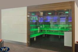 Lovely big indoor Sauna from German Manufacturer Corso with multicolored LED